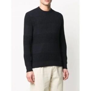 SANDRO Oleron Multi-stitch Crewneck Sweater In Blue, Size L